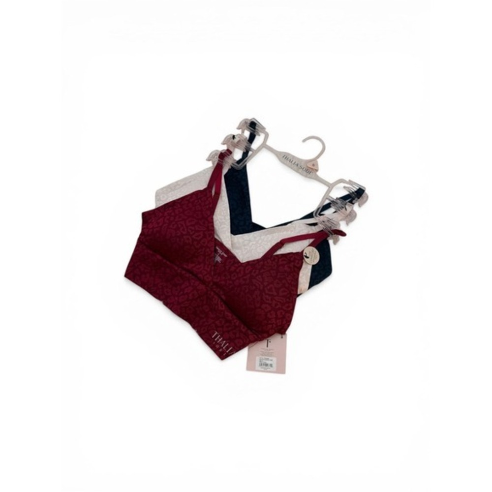 Thalia Sodi Seamless Bralette Set 3 Pack Black Red Nude Wireless Bras New Size L - Picture 9 of 9